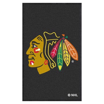 Wholesale-Chicago Blackhawks 3X5 High-Traffic Mat with Rubber Backing NHL Commercial Mat - Portrait Orientation - Indoor - 33.5" x 57" SKU: 12842
