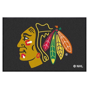 Wholesale-Chicago Blackhawks 4X6 High-Traffic Mat with Rubber Backing NHL Commercial Mat - Landscape Orientation - Indoor - 43" x 67" SKU: 12843