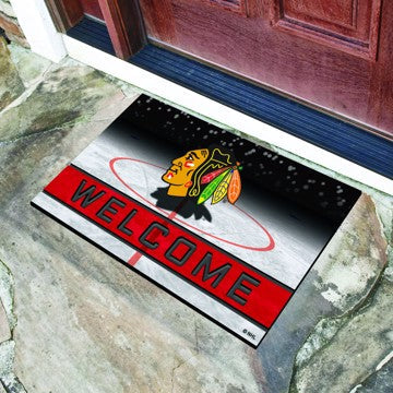 Wholesale-Chicago Blackhawks Crumb Rubber Door Mat NHL Outdoor Door Mat - 18" x 30" SKU: 21267