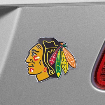 Wholesale-Chicago Blackhawks Embossed Color Emblem NHL Exterior Auto Accessory - Aluminum Color SKU: 60482