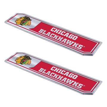 Wholesale-Chicago Blackhawks Embossed Truck Emblem 2-pk NHL Exterior Auto Accessory - Aluminum - 2 Piece Set SKU: 29158