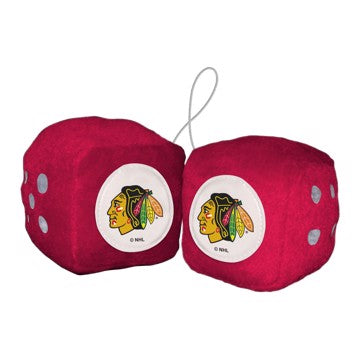 Wholesale-Chicago Blackhawks Fuzzy Dice NHL 3" Cubes SKU: 32003