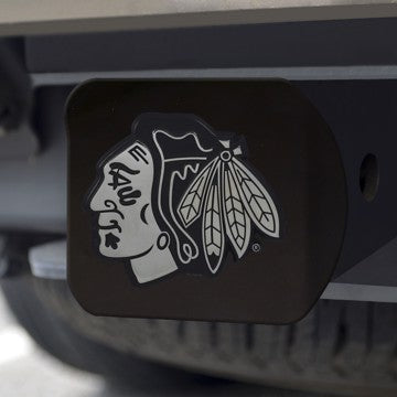 Wholesale-Chicago Blackhawks Hitch Cover NHL Chrome Emblem on Black Hitch - 3.4" x 4" SKU: 20993