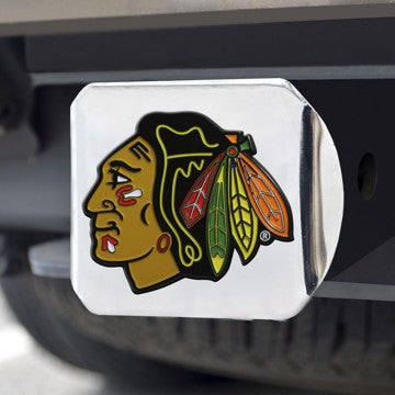 Wholesale-Chicago Blackhawks Hitch Cover NHL Color Emblem on Chrome Hitch - 3.4" x 4" SKU: 22763