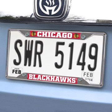 Wholesale-Chicago Blackhawks License Plate Frame NHL Exterior Auto Accessory - 6.25" x 12.25" SKU: 14790