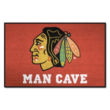 Wholesale-Chicago Blackhawks Man Cave Starter NHL Accent Rug - 19" x 30" SKU: 14410
