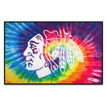 Wholesale-Chicago Blackhawks Starter Mat - Tie Dye NHL Accent Rug - 19" x 30" SKU: 34472