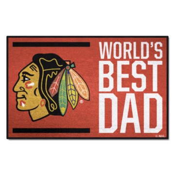 Wholesale-Chicago Blackhawks Starter Mat - World's Best Dad NHL Accent Rug - 19" x 30" SKU: 31150