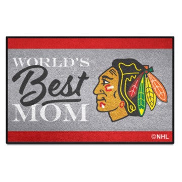 Wholesale-Chicago Blackhawks Starter Mat - World's Best Mom NHL Accent Rug - 19" x 30" SKU: 34143