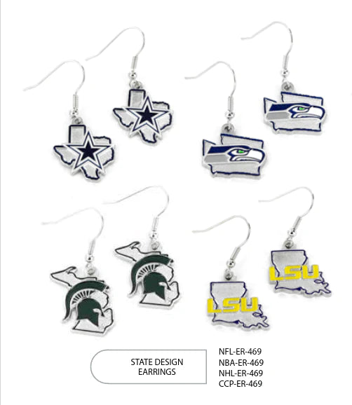 {{ Wholesale }} Chicago Blackhawks State Design Earrings 