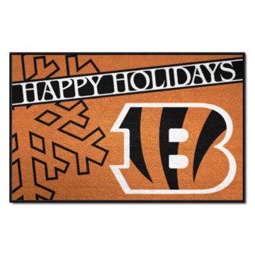 Wholesale-Cincinnati Bengals Happy Holidays Starter Mat NFL Accent Rug - 19" x 30" SKU: 17629