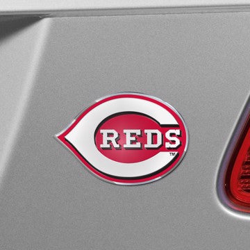 Wholesale-Cincinnati Reds Embossed Color Emblem MLB Exterior Auto Accessory - Aluminum Color SKU: 60401