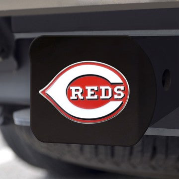 Wholesale-Cincinnati Reds Hitch Cover MLB Color Emblem on Black Hitch - 3.4" x 4" SKU: 26559