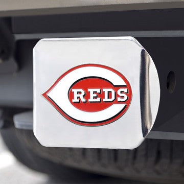 Wholesale-Cincinnati Reds Hitch Cover MLB Color Emblem on Chrome Hitch - 3.4" x 4" SKU: 26561
