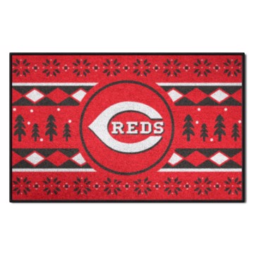 Wholesale-Cincinnati Reds Holiday Sweater Starter Mat MLB Accent Rug - 19" x 30" SKU: 26395