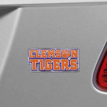 Wholesale-Clemson Embossed Color Emblem 2 Clemson University Embossed Color Emblem 2 3.25” x 3.25 - "Clemson Tigers" Wordmark SKU: 60630