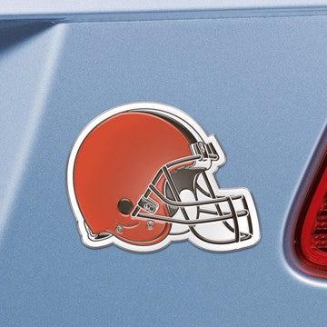 Wholesale-Cleveland Browns Emblem - Chrome NFL Exterior Auto Accessory - Color Emblem - 3.2" x 3" SKU: 22548