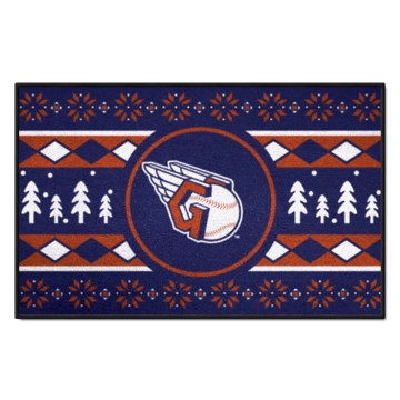 Wholesale-Cleveland Guardians Holiday Sweater Starter Mat MLB Accent Rug - 19" x 30" SKU: 26396