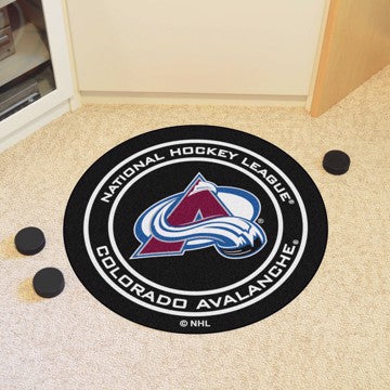 Wholesale-Colorado Avalanche Puck Mat NHL Accent Rug - Round - 27" diameter SKU: 10616
