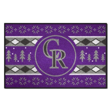Wholesale-Colorado Rockies Holiday Sweater Starter Mat MLB Accent Rug - 19" x 30" SKU: 26397