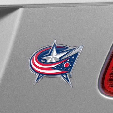 Wholesale-Columbus Blue Jackets Embossed Color Emblem NHL Exterior Auto Accessory - Aluminum Color SKU: 60484