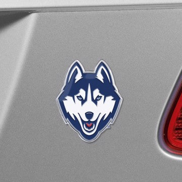 Wholesale-Connecticut Embossed Color Emblem University of Connecticut Embossed Color Emblem 3.25” x 3.25” - "Husky" Logo SKU: 60576