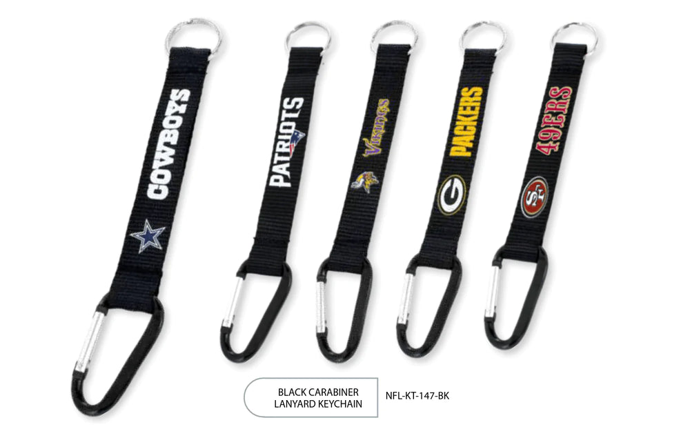 {{ Wholesale }} Denver Broncos Black Carabiner Lanyard Keychains 
