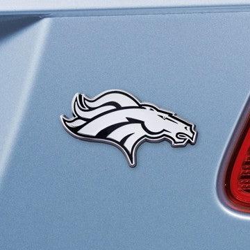 Wholesale-Denver Broncos Emblem - Chrome NFL Exterior Auto Accessory - Chrome Emblem - 2" x 3.2" SKU: 18704