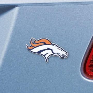 Wholesale-Denver Broncos Emblem - Chrome NFL Exterior Auto Accessory - Color Emblem - 3.2" x 3" SKU: 22554