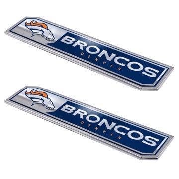 Wholesale-Denver Broncos Embossed Truck Emblem 2-pk NFL Exterior Auto Accessory - Aluminum - 2 Piece Set SKU: 60805