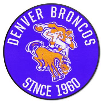 Wholesale-Denver Broncos Roundel Mat - Retro Collection NFL Accent Rug - Round - 27" diameter SKU: 32596