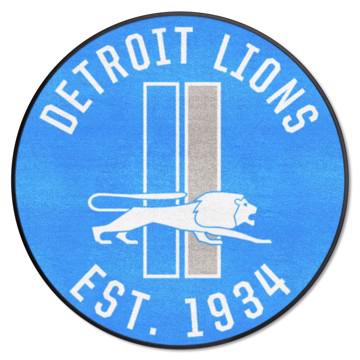 Wholesale-Detroit Lions Roundel Mat - Retro Collection NFL Accent Rug - Round - 27" diameter SKU: 32601
