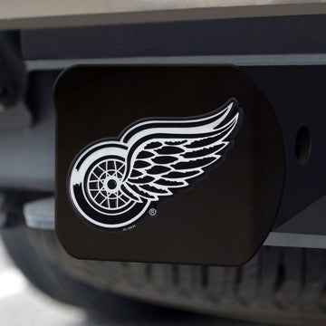 Wholesale-Detroit Red Wings Hitch Cover NHL Chrome Emblem on Black Hitch - 3.4" x 4" SKU: 20994