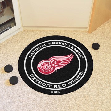 Wholesale-Detroit Red Wings Puck Mat NHL Accent Rug - Round - 27" diameter SKU: 10271