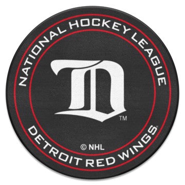 Wholesale-Detroit Red Wings Puck Mat - Retro Collection NHL Accent Rug - Round - 27" diameter SKU: 35477
