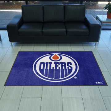 Wholesale-Edmonton Oilers 4X6 Logo Mat - Landscape NHL Commercial Mat - Landscape Orientation - Indoor - 43" x 67" SKU: 12853