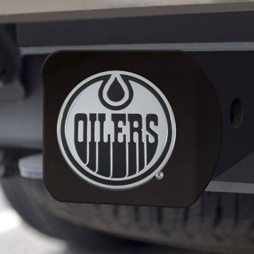 Wholesale-Edmonton Oilers Hitch Cover NHL Chrome Emblem on Black Hitch - 3.4" x 4" SKU: 20999