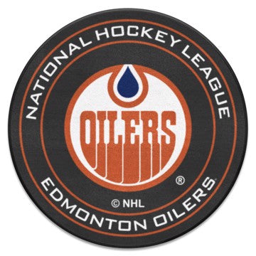 Wholesale-Edmonton Oilers Puck Mat - Retro Collection NHL Accent Rug - Round - 27" diameter SKU: 35484