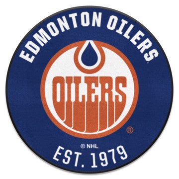 Wholesale-Edmonton Oilers Roundel Mat - Retro Collection NHL Accent Rug - Round - 27" diameter SKU: 35483