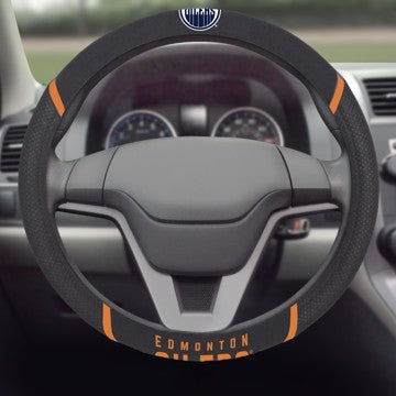 Wholesale-Edmonton Oilers Steering Wheel Cover NHL Universal Fit - 15" x 15" SKU: 17018