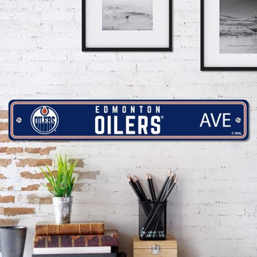 Wholesale-Edmonton Oilers Street Sign NHL Lightweight Décor - 4" X 24" SKU: 33636
