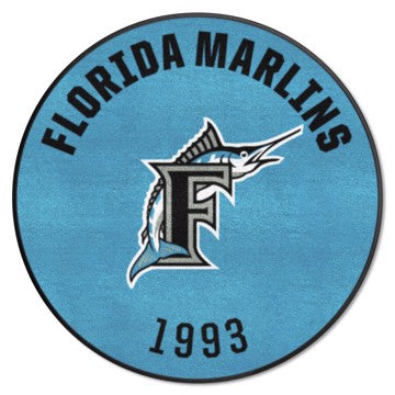 Wholesale-Florida Marlins Roundel Mat - Retro Collection MLB Accent Rug - Round - 27" diameter SKU: 2216