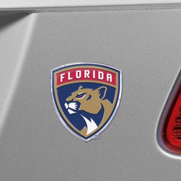 Wholesale-Florida Panthers Embossed Color Emblem NHL Exterior Auto Accessory - Aluminum Color SKU: 60488
