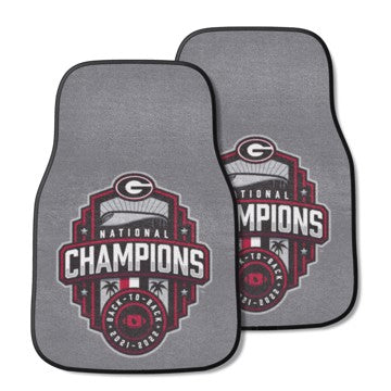 Wholesale-Georgia Bulldogs 2022-23 National Champions 2-pc Carpet Car Mat Set Auto Floor Mat - 2 piece Set - 17" x 27" SKU: 38829