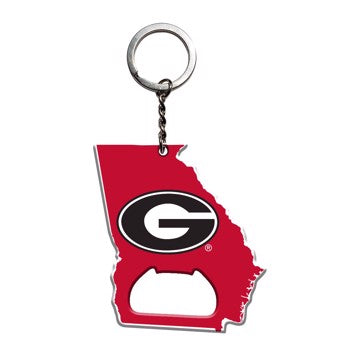 Wholesale-Georgia Keychain Bottle Opener University of Georgia Keychain Bottle Opener 3” x 3” - "G" Logo / Shape of Georgia SKU: 62511