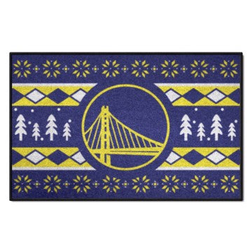 Wholesale-Golden State Warriors Holiday Sweater Starter Mat NBA Accent Rug - 19" x 30" SKU: 26824