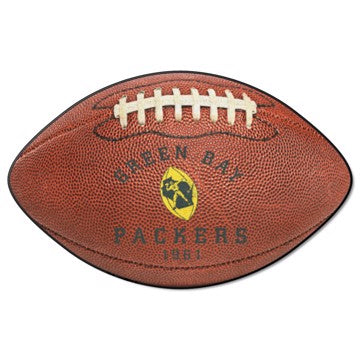 Wholesale-Green Bay Packers Football Mat - Retro Collection NFL Accent Rug - Shaped - 20.5" x 32.5" SKU: 32603