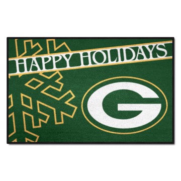 Wholesale-Green Bay Packers Happy Holidays Starter Mat NFL Accent Rug - 19" x 30" SKU: 17634