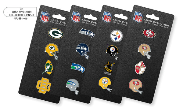 {{ Wholesale }} Green Bay Packers NFL Logo Evalution Collectible 4-Pin Sets 
