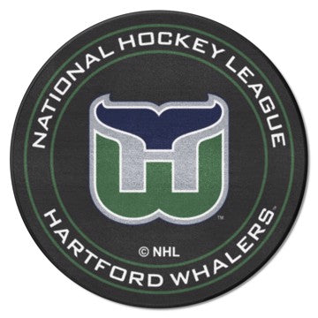 Wholesale-Hartford Whalers Puck Mat - Retro Collection NHL Accent Rug - Round - 27" diameter SKU: 35498